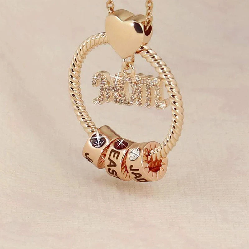 Personalized Circle Birthstone Necklace for Mom – Custom Beads Family Pendant with Names | Mother’s Day Gift for Mom & Grandma
