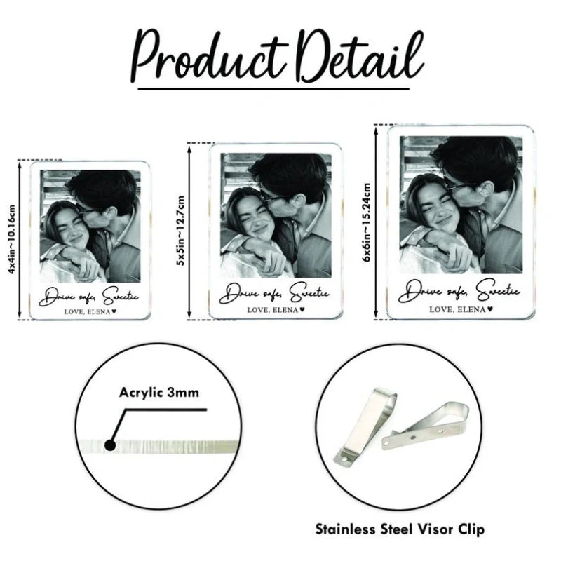 Personalized Couple Photo Car Visor Clip