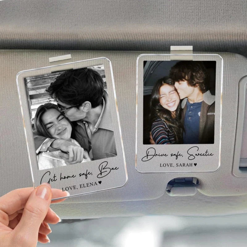 Personalized Couple Photo Car Visor Clip