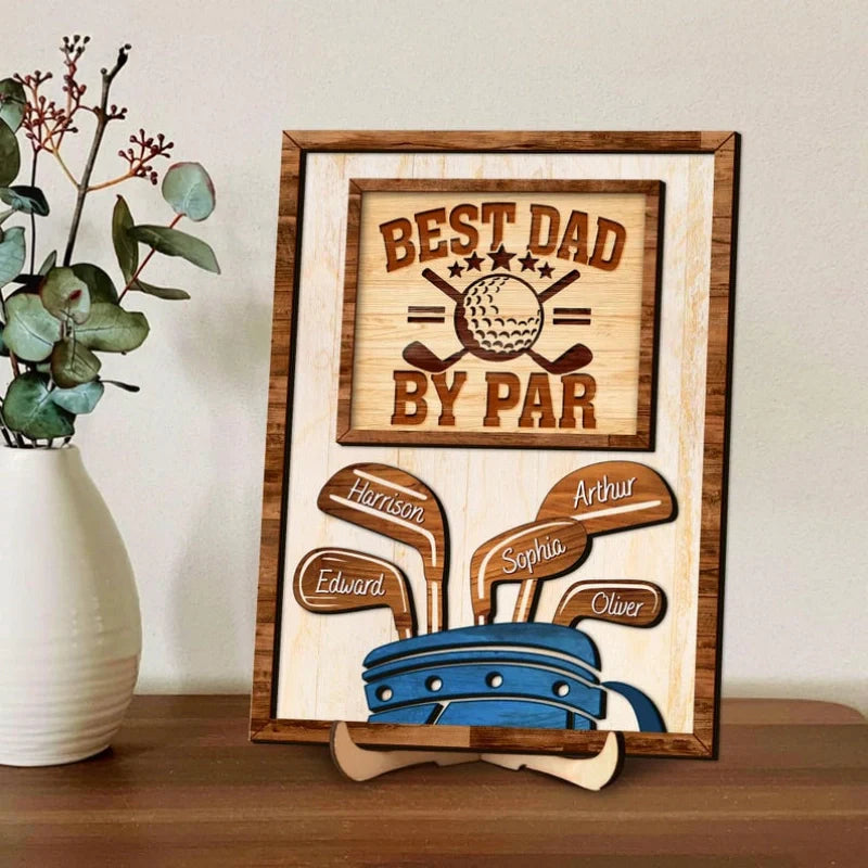 Personalized “Dad by Par” Wooden Golf Sign – Custom Name Gift for Dad & Golf Lovers