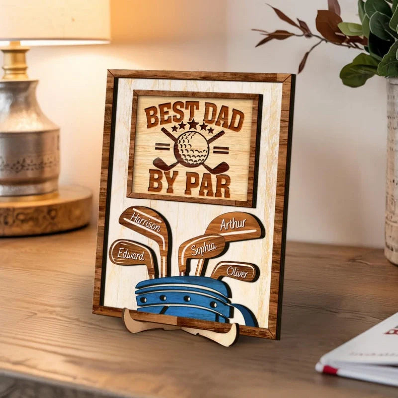 Personalized “Dad by Par” Wooden Golf Sign – Custom Name Gift for Dad & Golf Lovers