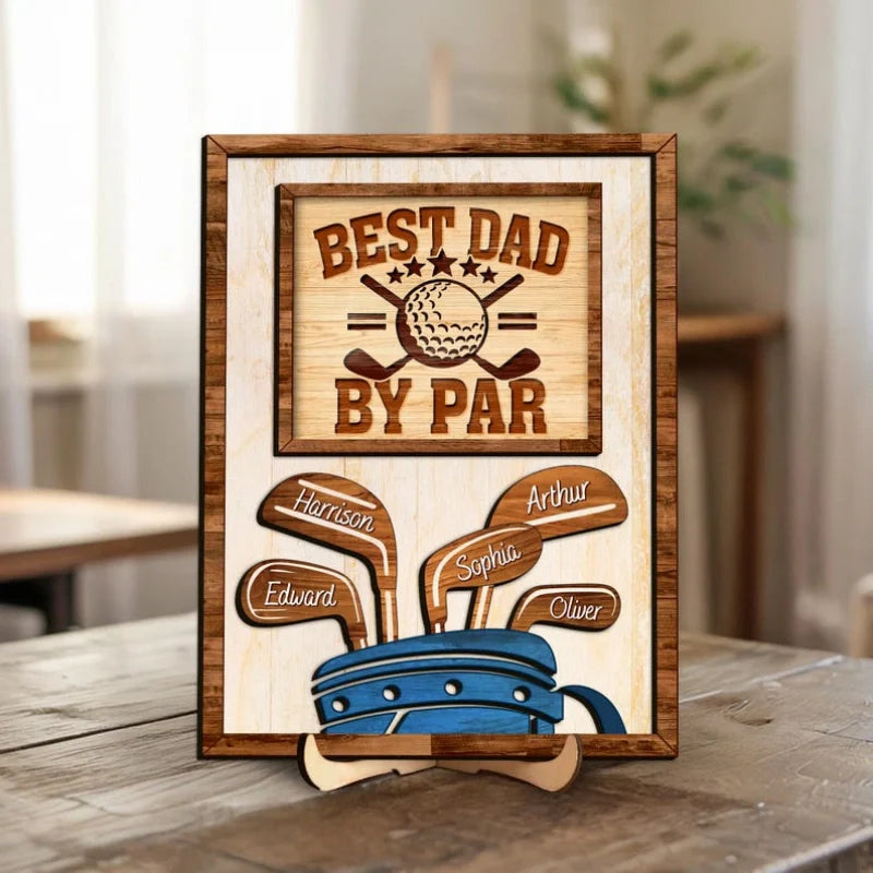Personalized “Dad by Par” Wooden Golf Sign – Custom Name Gift for Dad & Golf Lovers