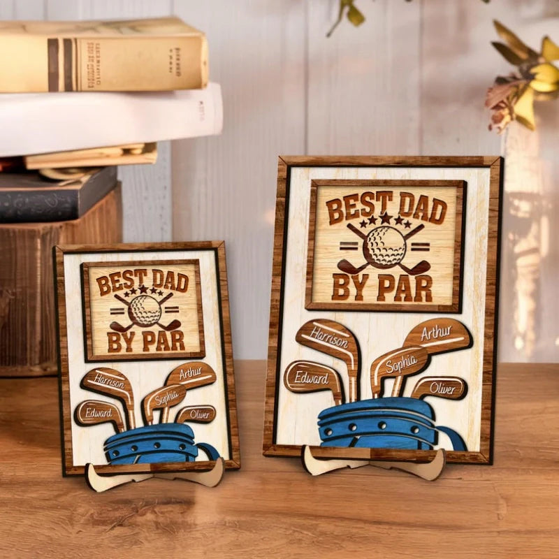 Personalized “Dad by Par” Wooden Golf Sign – Custom Name Gift for Dad & Golf Lovers