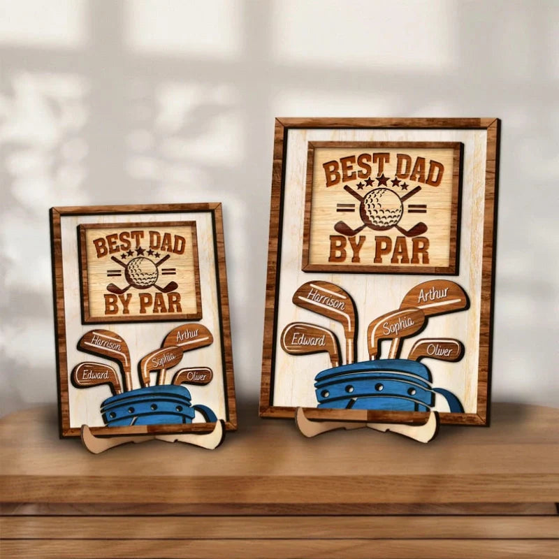 Personalized “Dad by Par” Wooden Golf Sign – Custom Name Gift for Dad & Golf Lovers