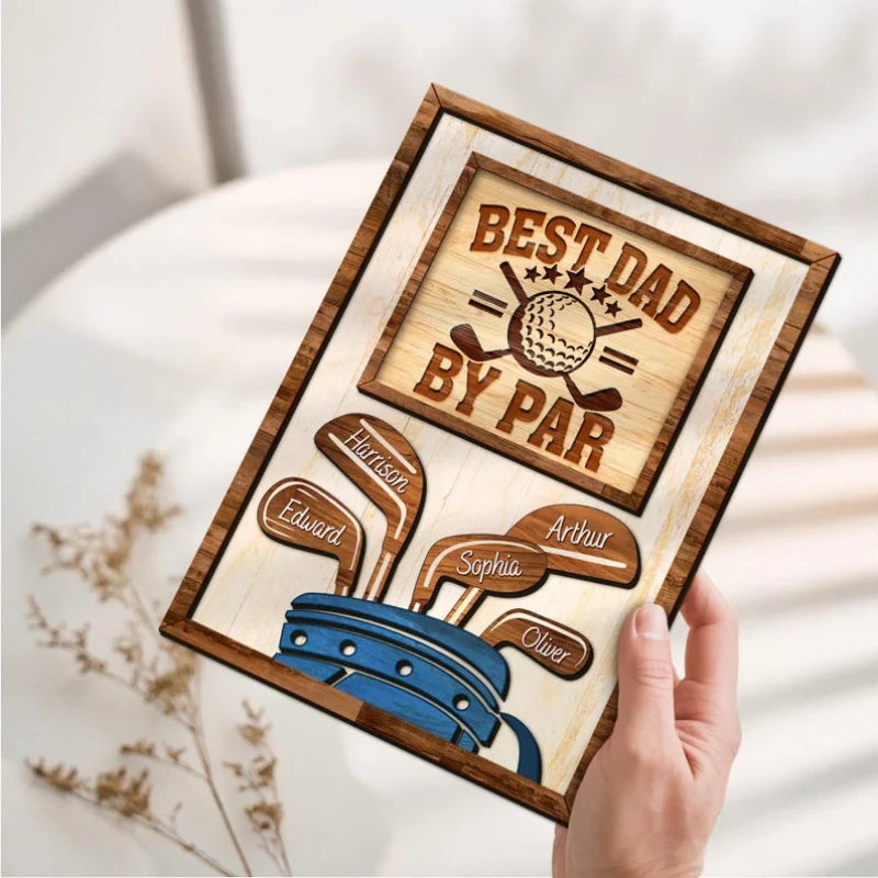 Personalized “Dad by Par” Wooden Golf Sign – Custom Name Gift for Dad & Golf Lovers