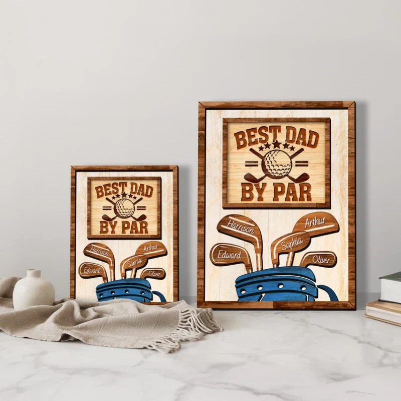 Personalized “Dad by Par” Wooden Golf Sign – Custom Name Gift for Dad & Golf Lovers