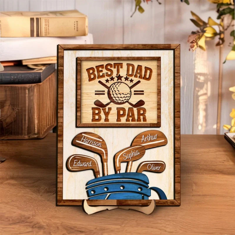 Personalized “Dad by Par” Wooden Golf Sign – Custom Name Gift for Dad & Golf Lovers