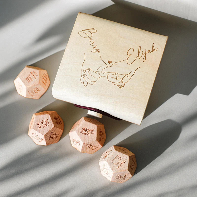Personalised Date Night Dice Set – Anniversary Gift for Couples, Fun Date Ideas, Romantic Game, Custom Couple Dices