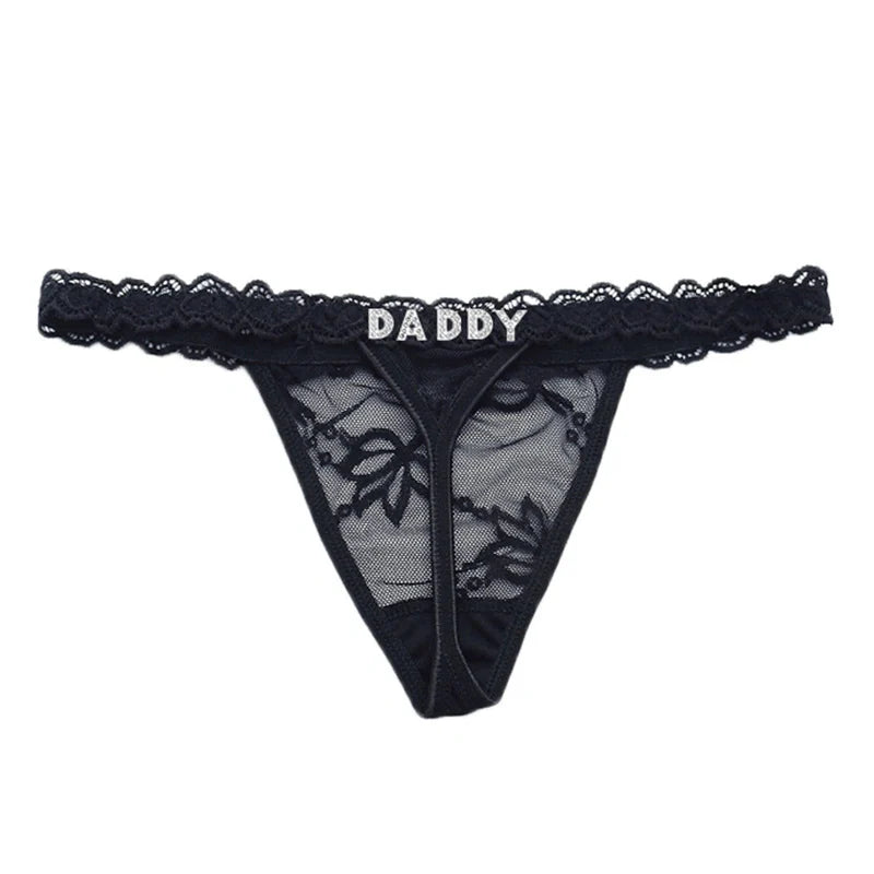 Personalized Diamond Letter Thong – Custom Rhinestone Name Lingerie, Naughty Gift for Couples