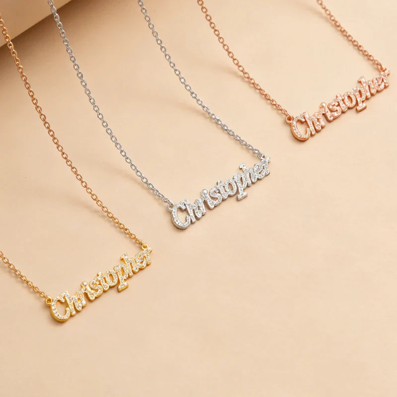 Personalized Diamond Name Necklace for Mom – Custom Shiny Script Name Necklace | Mother’s Day Gift for Her