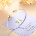 Personalized Double Heart Birthstone Bangle – Custom Engraved Bracelet for Grandma & Granddaughter | Mother’s Day Gift