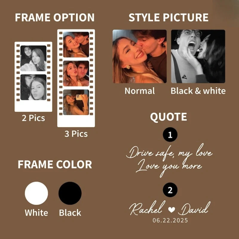 Personalized Drive Safe Car Visor Clip with Couple Photo