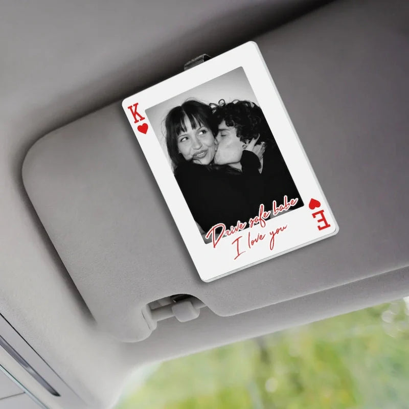 King & Queen Custom Couples Photo Car Visor Clip
