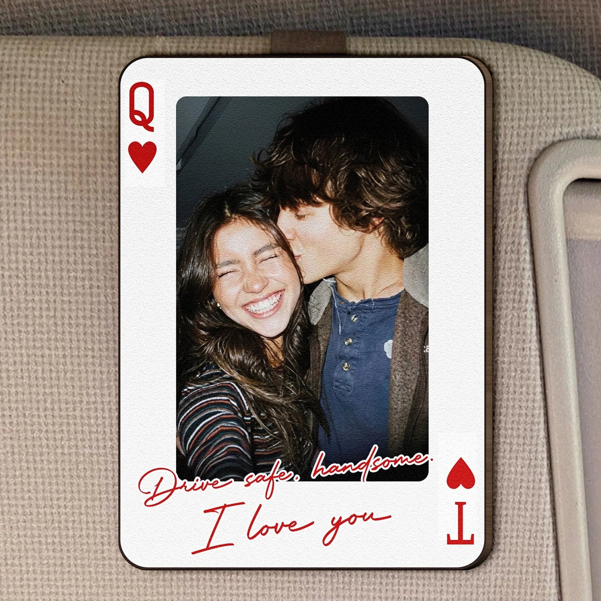 King & Queen Custom Couples Photo Car Visor Clip