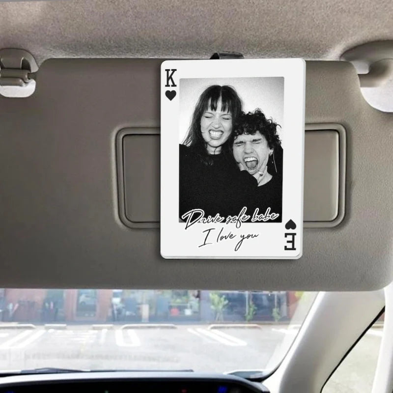 King & Queen Custom Couples Photo Car Visor Clip
