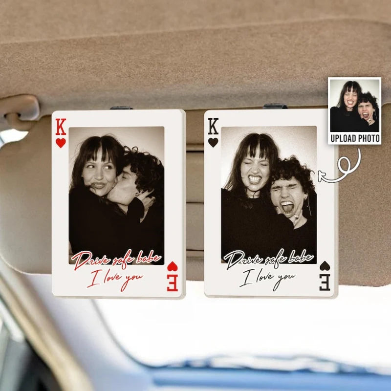 King & Queen Custom Couples Photo Car Visor Clip