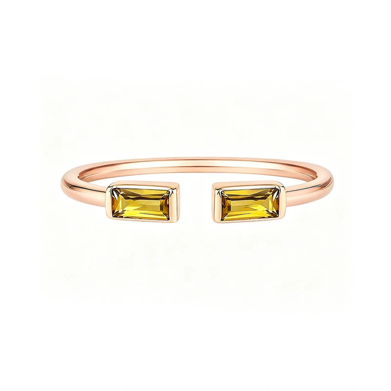 Personalized Duo Baguette Birthstone Ring – Adjustable Sterling Silver Gemstone Ring Gift