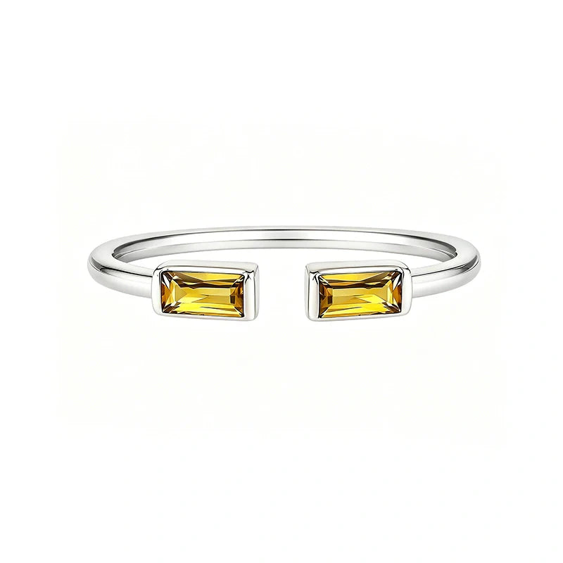 Personalized Duo Baguette Birthstone Ring – Adjustable Sterling Silver Gemstone Ring Gift