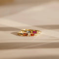 Personalized Duo Baguette Birthstone Ring – Adjustable Sterling Silver Gemstone Ring Gift