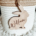Personalized Easter Basket Name Tag – Custom Wooden Bunny Name Tag for Kids Easter Basket