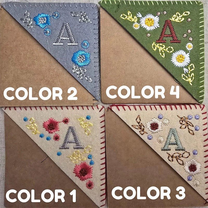 Personalized Embroidered Felt Corner Bookmark with Initial Name