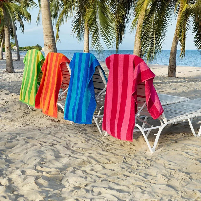 Personalized Embroidered Velour Beach Towel – Premium 100% Cotton Striped Towel