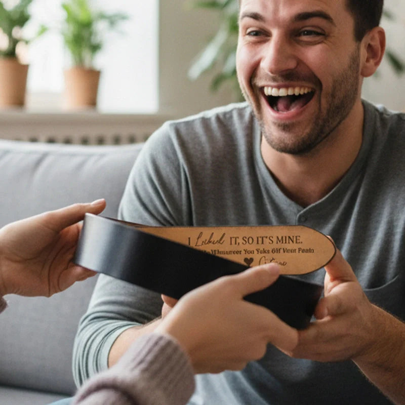 Personalized Engraved Leather Belt for Husband – “I Licked It, So It’s Mine” Funny Custom Gift