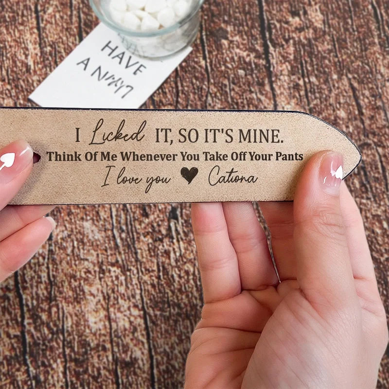 Personalized Engraved Leather Belt for Husband – “I Licked It, So It’s Mine” Funny Custom Gift