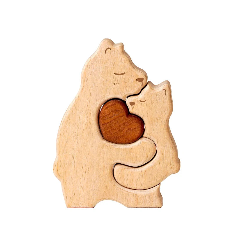 Personalized Family Bear Puzzle – Custom Wooden Name Puzzle for Families