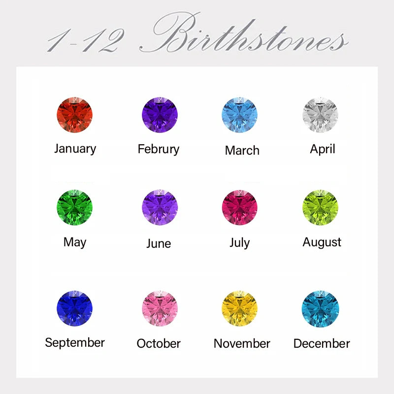 Personalized Family Birthstone Ring with Engraving – Custom Zircon Jewelry Gift for Mom & Grandma