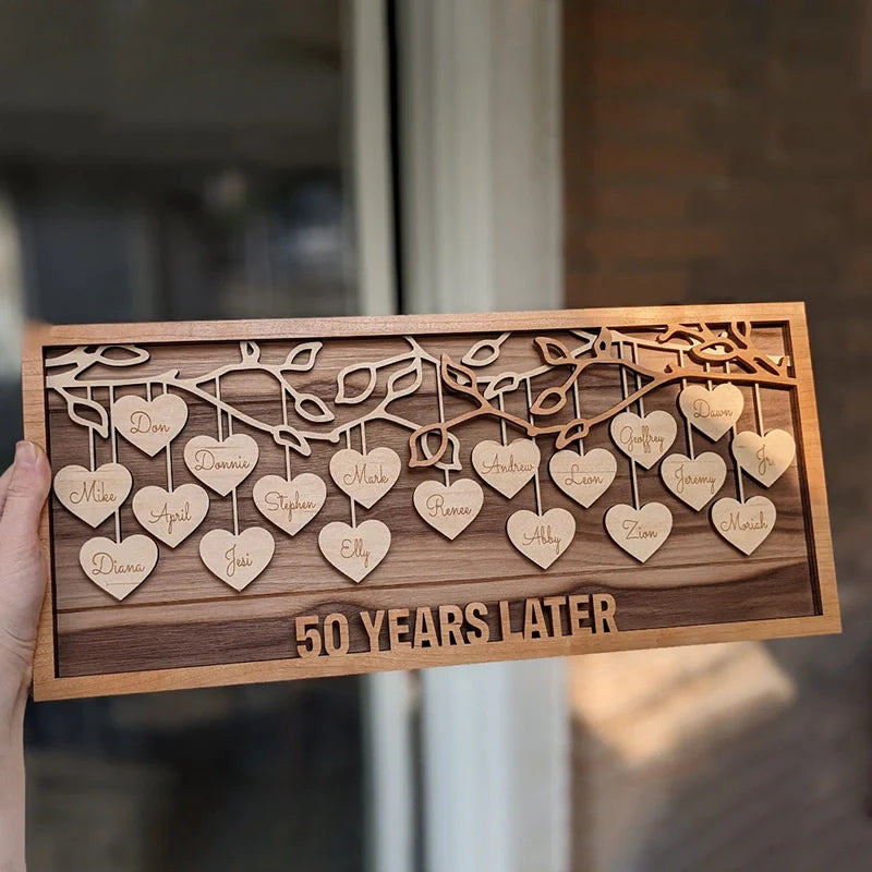 Personalized Family Tree Wood Frame – Custom Names Wall Art for Mom | Mother’s Day Gift for Grandma, Family Keepsake Frame