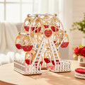 Personalized Ferris Wheel Photo Frame – Romantic Red & Gold Rotating Picture Frame, Anniversary & Valentine’s Gift for Couples
