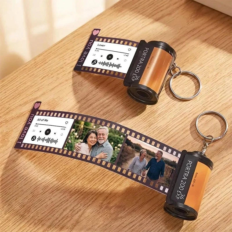 Personalized Film Roll Photo Keychain – Custom Memory Keepsake with Photo Strip | Unique Gift for Him & Her