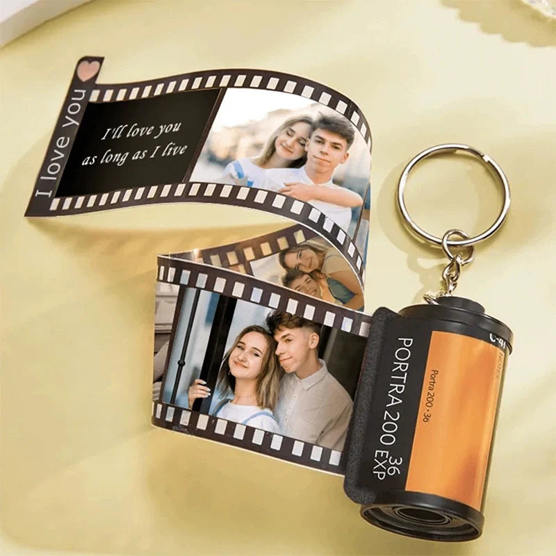 Personalized Film Roll Photo Keychain – Custom Memory Keepsake with Photo Strip | Unique Gift for Him & Her