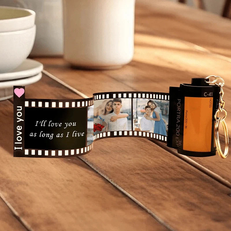 Personalized Film Roll Photo Keychain – Custom Memory Keepsake with Photo Strip | Unique Gift for Him & Her