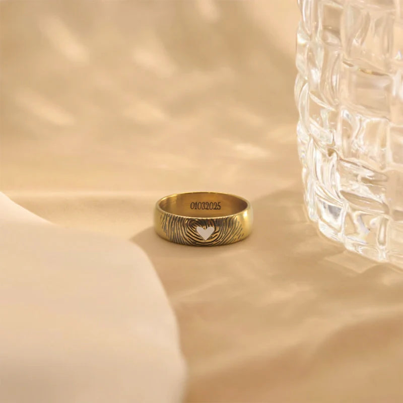 Personalized Fingerprint Heart Ring