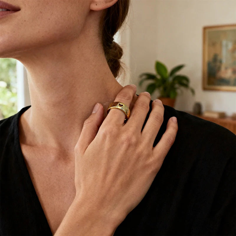 Personalized Fingerprint Heart Ring
