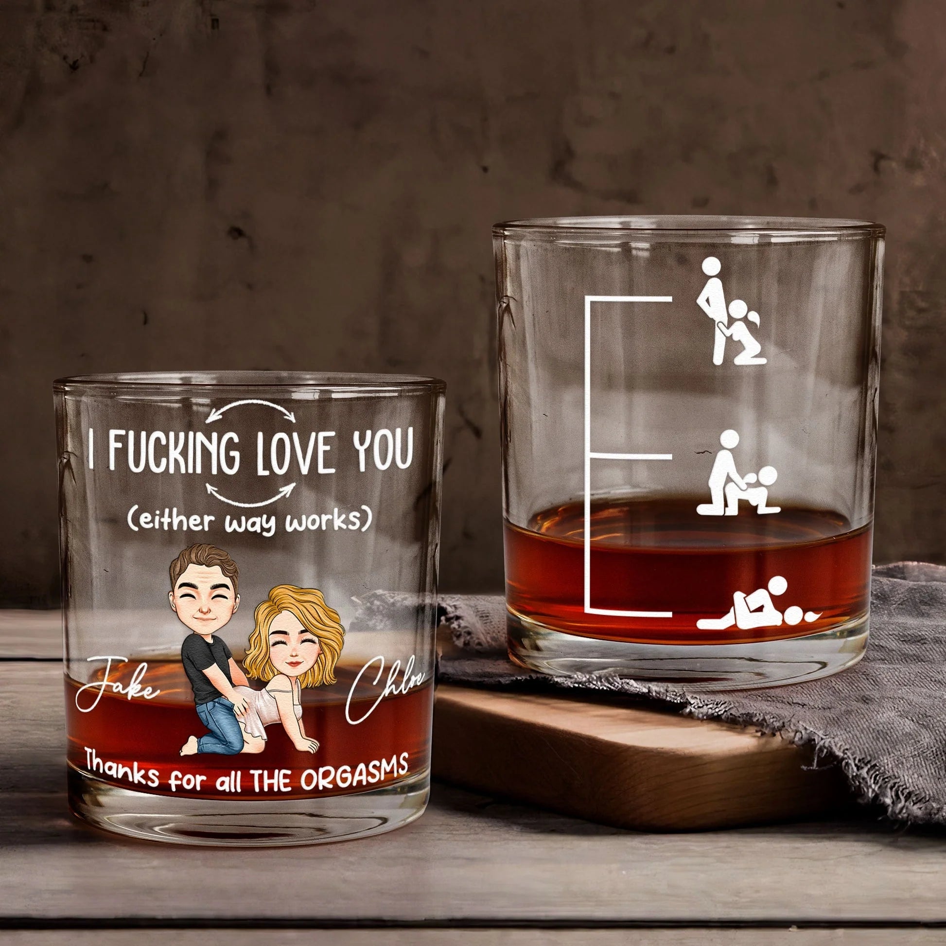 Personalized Funny Whiskey Glass for Couples – Bold Anniversary & Valentine’s Day Gift for Husband or Boyfriend