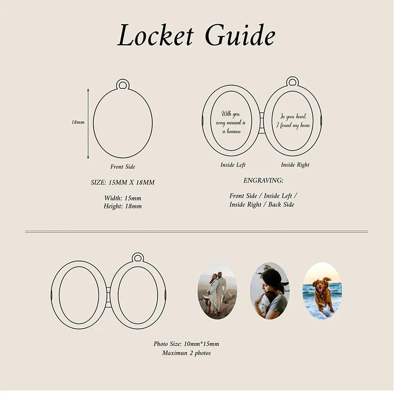 Personalized Gold Photo Locket Necklace – Custom Engraved Oval Picture Pendant | Memorial Gift for Mom, Anniversary Gift for Her