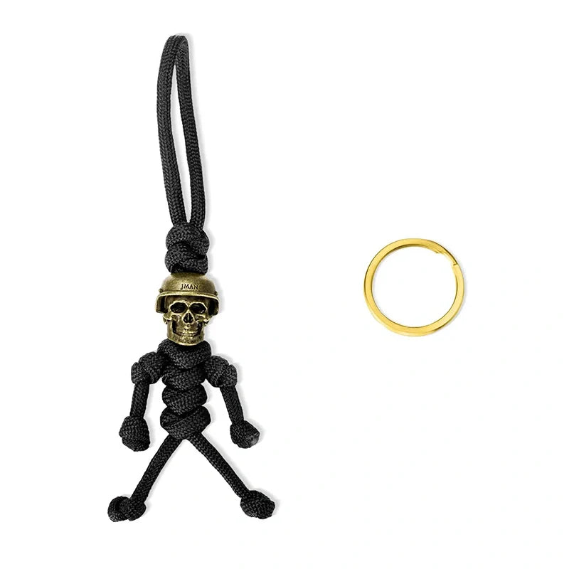 Personalized Gothic Skull Keychain – Handmade Braided Paracord Keychain with Engraved Name