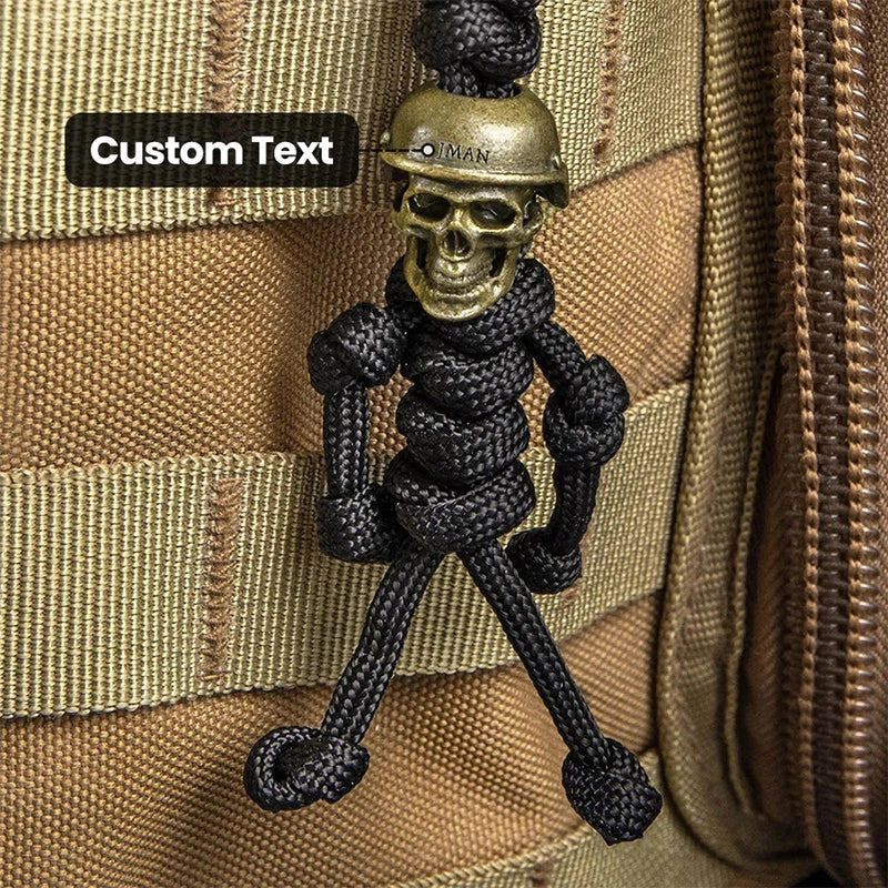 Personalized Gothic Skull Keychain – Handmade Braided Paracord Keychain with Engraved Name