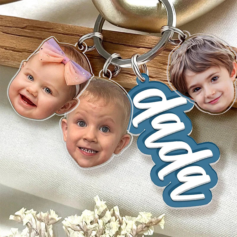 Personalized Grandma Photo Keychain with Kids Faces – Custom Nana Gift from Grandkids | Mother’s Day Keychain for Grandma