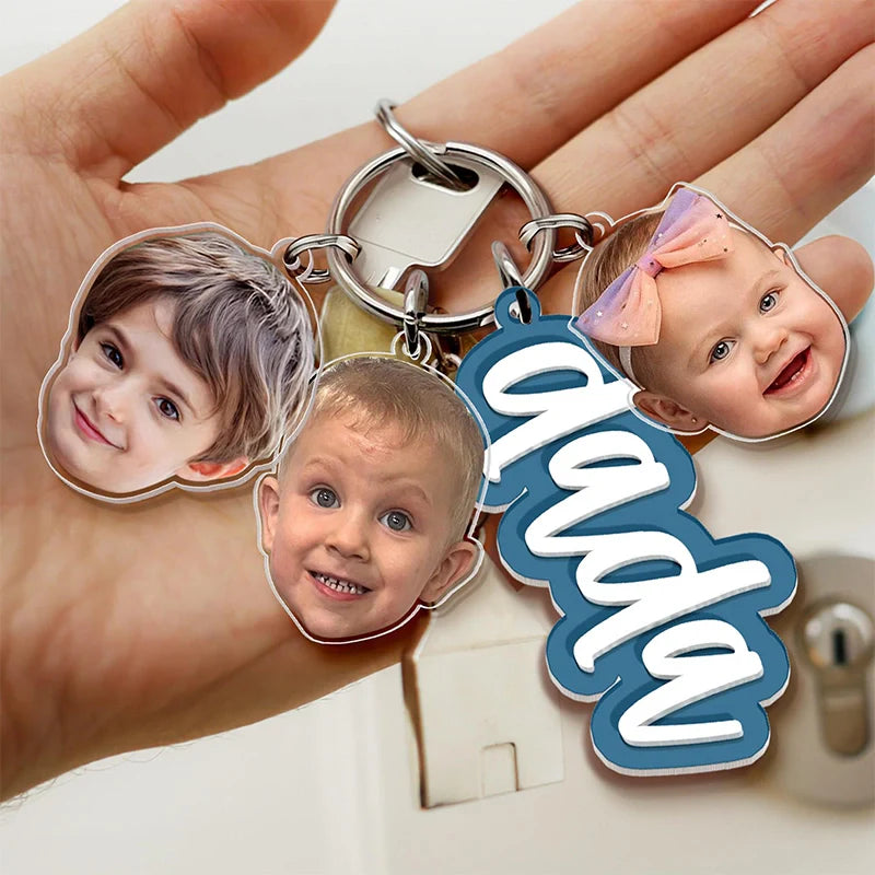 Personalized Grandma Photo Keychain with Kids Faces – Custom Nana Gift from Grandkids | Mother’s Day Keychain for Grandma