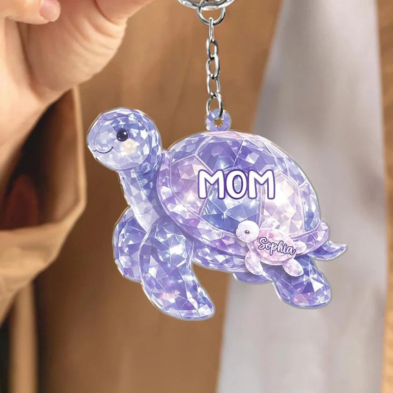 Personalized Grandma Turtle Keychain – Custom Grandkids Names Acrylic Keepsake | Mother’s Day Gift for Grandma