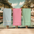 Personalized Groovy Striped Beach Towel with Name – Retro Bachelorette Party & Bridesmaid Gift