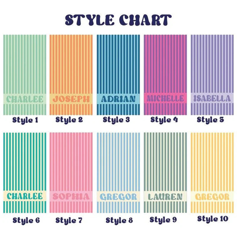 Personalized Groovy Striped Beach Towel with Name – Retro Bachelorette Party & Bridesmaid Gift