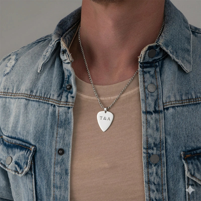 Personalized Guitar Pick Necklace – Custom Engraved Music Gift for Him or Her
