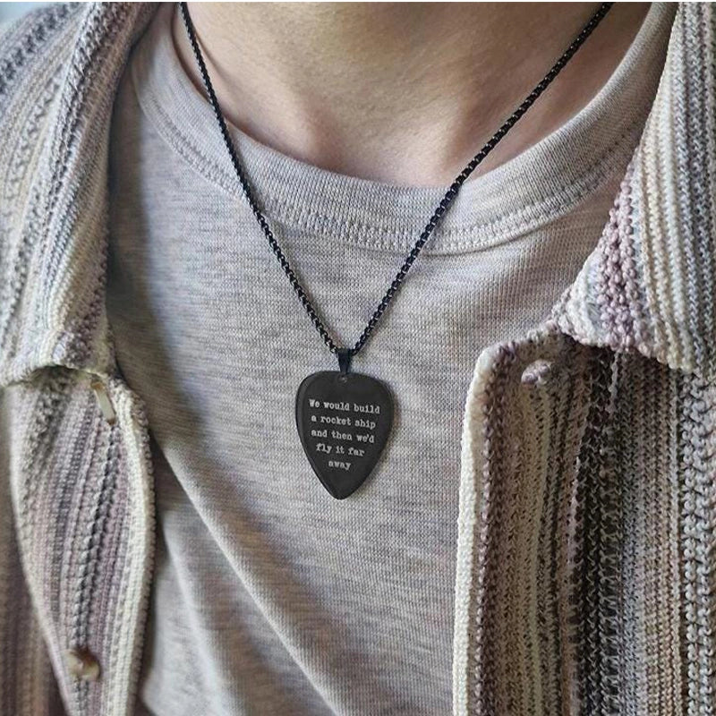 Personalized Guitar Pick Necklace – Custom Engraved Music Gift for Him or Her