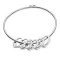 Personalized Heart Charm Bangle Bracelet – Custom Names Bracelet for Mom