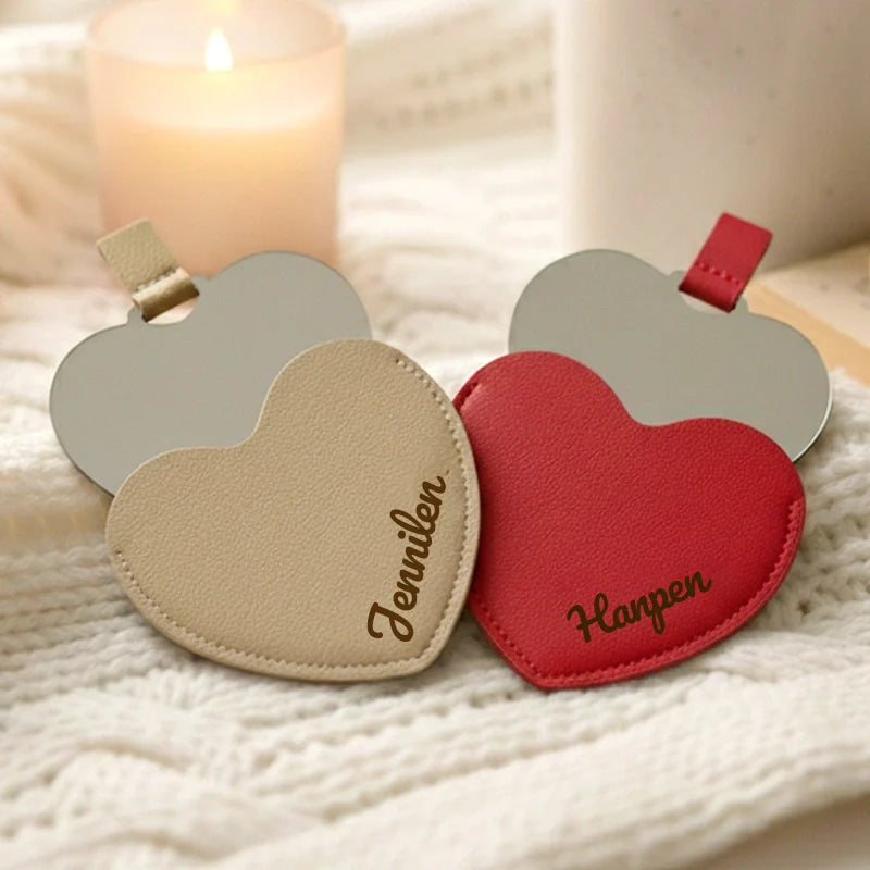 Personalized Heart Compact Mirror with Photo